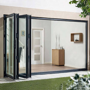 D-TOP 2024 Vente en gros Porte de grange à trois volets Porte <span class=keywords><strong>coulissante</strong></span> en verre à double pliage Porte en aluminium à double pliage pour la maison - Product Image 1