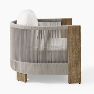 Katı tik dış mekan mobilyaları yarım yuvarlak arkalığı tüm hava rattan bahçe modern ahşap sandalye açık - Product Image 5