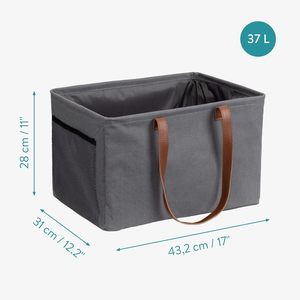 Paniers à linge pliables <span class=keywords><strong>Navaris</strong></span> - Paniers à linge pliables - Bacs de rangement pour vêtements avec couvercle à cordon en tissu et sac anti-poussière - Product Image 6