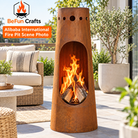BeFun Crafts – Grande cheminée extérieure de 50 pouces en acier Corten pour brûler du bois, foyer de patio avec grille à bois – Fournisseur OEM ODM