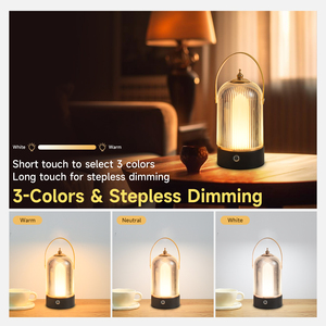Lampe de table <span class=keywords><strong>LED</strong></span> rechargeable sans fil, design moderne, étanche IP54, portable, pour le camping, avec fonction tactile, lumière de nuit décorative. - Product Image 3