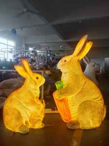 Luces con diseño de conejos madre e hijo para decoración de césped y jardín, para exteriores, para celebraciones de jardín y festivales - Product Image 1