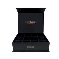 Boîte magnétique noire de luxe imperméable avec estampage doré, doublure en éponge pour emballage de barre chocolatée, bonbons, inserts de plateau intérieur, emballage