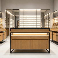 Vitrine en bois pour lunettes de vue et de soleil avec miroir intégré pour magasin d'optique, centre commercial ou kiosque de vente au détail