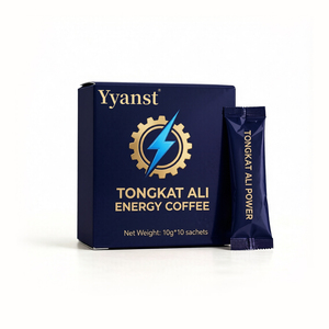 กาแฟแม็กซ์ ไวทัล บูสท์ ตงกัต อาลี พาวเวอร์ เอนเนอร์จี้ 10 กรัม*10 ซองเดี่ยว กล่องของขวัญสีกรมท่าเข้ม สำหรับเสริมสร้างความทนทานของผู้ชาย รับผลิตแบบ OEM - Product Image 1