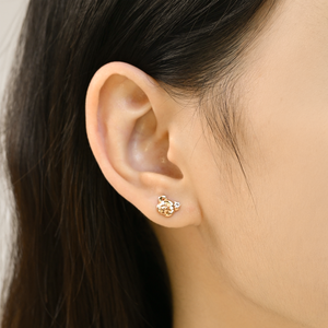 Boucles d'oreilles clous en or rose 18 carats serties de diamants naturels et de saphirs roses, design tête d'ours mignon, best-seller, nouveau produit, pour couple. - Product Image 4