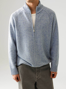 Suéter de Punto Personalizado con Logotipo para Hombre, Estilo Urbano, Cuello Alto, Cierre Completo, Informal, para Otoño e Invierno, Transpirable - Product Image 4