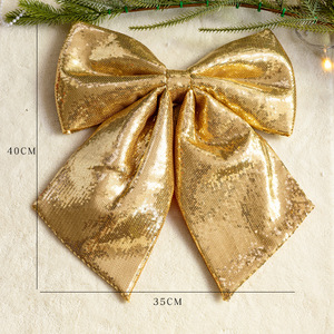 Ornement de Noël en coton perlé et papillon à paillettes dorées laser pour suspendre à l'arbre, pièce décorative cadeau réutilisable - Product Image 3