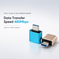 Adaptateur USB C OTG, convertisseur USB Type C mâle vers USB 2.0 femelle, boîtier en alliage d'aluminium pour téléphones, tablettes, ordinateurs portables