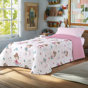 Edredón Infantil <span class=keywords><strong>Victorio</strong></span> Lucchino con Estampado Tradicional para Primavera/Verano Cubrecama Ligero de Microfibra con Diseño de Bailarinas. (90cm) - Product Image 4