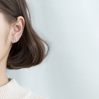 Boucles d'oreilles clous en argent sterling S925 avec zircon, motif lapin, simples et adorables, pour enfants et filles