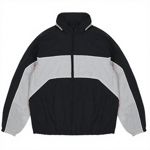 Custom Logo <b>Black</b> Color Block Hooded <b>Windbreaker</b> Jacket <b>Men</b> Waterproof Print Full-Zip Outdoor Winter - Product Image 5