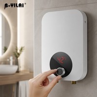 Chauffe-eau électrique sans réservoir à chauffage rapide en 3 secondes avec commande à bouton rotatif continu, élément en acier inoxydable 6500W