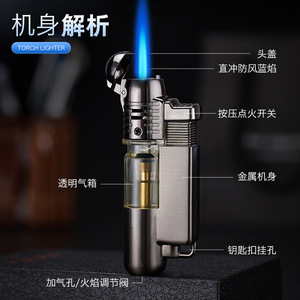 Briquet torche en métal rechargeable coupe-vent haute température pour cigares, camping et usage extérieur - Product Image 4