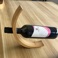 Support de bouteille de vin unique, présentoir de table, porte-bouteilles de vin en bambou auto-équilibrant, organisateur de comptoir