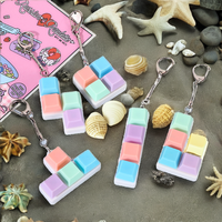 Custom Cute Cartoon Keychain Toy Click Fidget Luminescence Waterproof Keyboard Multiple Colors Light Acrylic Keycaps DIY