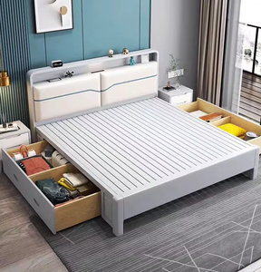 Meubles de chambre à coucher intelligents au design moderne, éclairage LED, <span class=keywords><strong>lit</strong></span> double rechargeable, <span class=keywords><strong>lit</strong></span> multifonctionnel en cuir, taille king <span class=keywords><strong>avec</strong></span> tables de chevet - Product Image 4