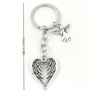 Vintage Guardião Anjo Pingente Chaveiro Asas Em Forma De Coração Chaveiro Anéis para Mulheres Homens Bolsa Charm Acessórios Chaveiro - Product Image 4