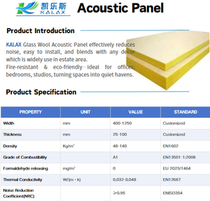 Chất Lượng Hàng Đầu Cấp Công Nghiệp Tùy Chỉnh Kích Thước 20Mm Thủy Tinh Len Acoustic Bảng Điều Chỉnh Trên Trần Cách Nhiệt Cách Âm - Product Image 5