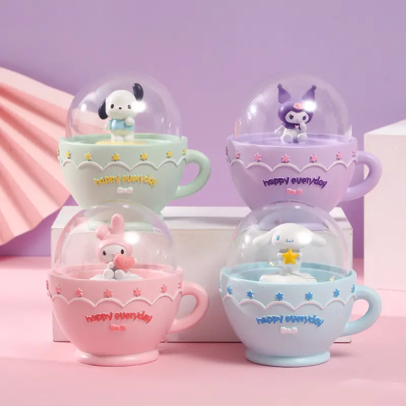 YWMX Creative Teetasse Karikatur Kuromi Melodie Nachtlicht Anime Sternlicht Kinderzimmerdekoration Mädchenherzlicht