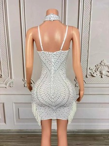 Abito da <span class=keywords><strong>Donna</strong></span> Sexy Scintillante di Lusso con Perle Dorate, Costume da Ballo, per Feste di Compleanno e Festival, con Strass, in Spandex/Poliestere - Product Image 5