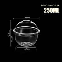 Boîte en plastique PET en forme de U pour yaourt, crème glacée, pudding, gâteau au lait, 95 mm en stock, 250 ml, 360 ml, avec couvercle