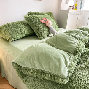 Hot Bán Thiết Kế <span class=keywords><strong>Comforter</strong></span> Bộ Sang Trọng 4 Miếng Dày Bảo Vệ Ấm Mùa Đông San Hô Nhung Tấm Ga Giường Mùa Đông Khăn Ga Giường Bộ Đồ Giường - Product Image 3