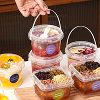 Seau en plastique vide de 300 ml/500 ml/1 l pour confiture, crème glacée, yaourt, récipient en PP transparent, récipient de stockage alimentaire avec couvercle pour liquides