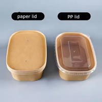 Kotak Makan Siang Kertas Kraft Sekali Pakai Biodegradable Dapat Didaur Ulang Tahan Air Wadah Persegi Panjang dengan Sudut Melengkung Kemasan Bawa Pulang
