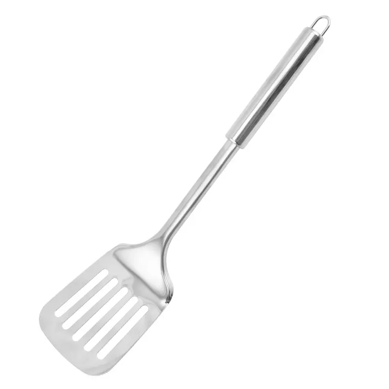 DFU224 Stainless steel SUS 201 stock and customized Slotted turner spatula soup spoon