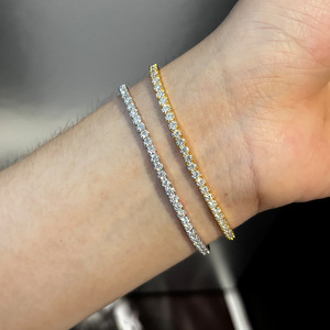 Bracciali Tennis in <span class=keywords><strong>Moissanite</strong></span>, Gioielli di Moda con Diamanti, Placcati in Oro 18K, Argento Sterling 925, Bracciale Elastico per Donne - Product Image 4