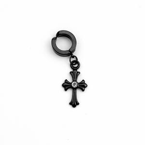 Nouvelles boucles d'oreilles pendantes en acier inoxydable noir vintage avec zircon, tendance rétro, personnalité hip-hop, beau <span class=keywords><strong>Joker</strong></span>, garçons avancés - Product Image 2
