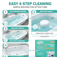 Tablette nettoyante et désodorisante non toxique pour jets de bain à remous et baignoires à jets, pour usage domestique