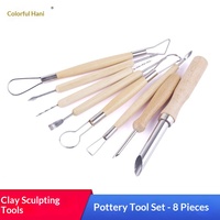 Kit de 8 outils de sculpture de citrouille d'Halloween transfrontalier en bois et métal, couteau grattoir pour poterie et argile, outils d'art céramique