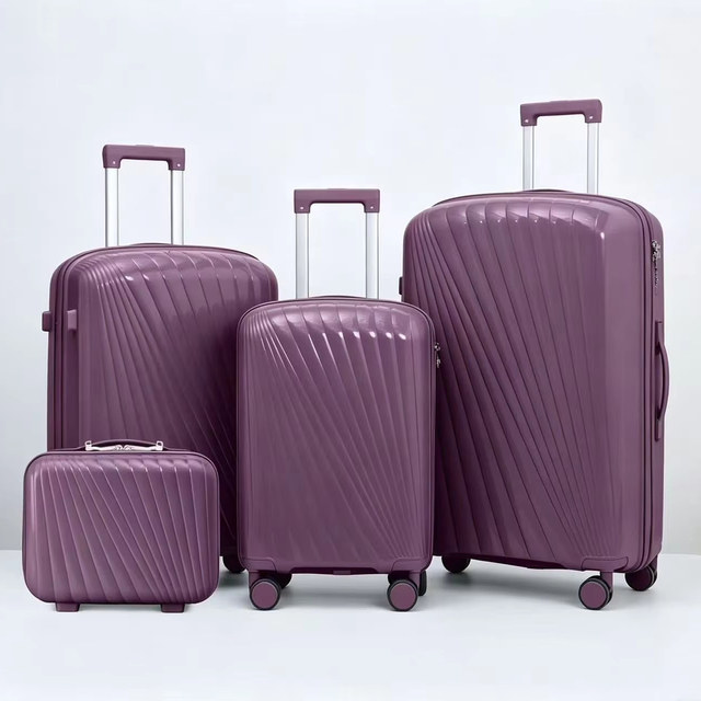 Stylish Wave Pattern 4-Wheel Carry Case Water Repellent Shell Comfort Grip Handle Multi Color Custom Size Supported Luggage