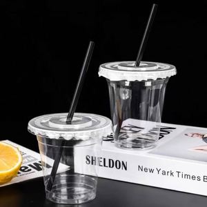 Gobelet jetable en PET de 400 ml (14 oz) avec couvercle, transparent, 98 mm, personnalisable avec logo/sérigraphie pour café froid, bubble tea et jus - Product Image 3