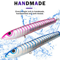 Leurre de pêche flottant en bois fait main 90g 120g 140g, type crayon, pour thon GT, popper, leurre de surface pour la pêche en bateau