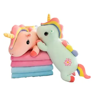 Мягкая плюшевая игрушка единорог с одеялом для детского подарка