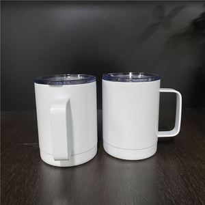 12Oz White Sublimation Coating Insulated Water Tumbler Cup <b>Double</b> <b>Wall</b> Drinking 10Oz <b>Mugs</b> With Handle - Product Image 1