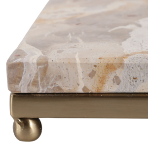 Bandeja cuadrada de mármol con base de metal para servir y uso decorativo - Product Image 5