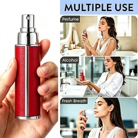 Botol Parfum Kaca Isi Ulang Mini 5ml 10ml Bulat, Portable, Bahan Kulit PU, Semprotan Ulir, Bagian Bawah Dapat Dilepas