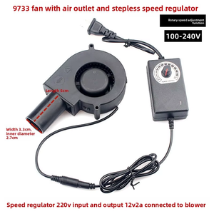 Ventilatore Agricolo 97mm 220V con Spina 12V a Velocità Variabile Centrifugo Resistente al Calore Antiaderente Accenditore per Carbonella Strumenti - Product Image 2