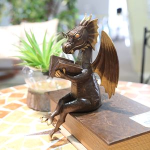 Dragon Reading Resin Sculpture Decor For Home Office <b>Study</b> <b>Desk</b> Ornament Traditional Style Luxury Craft - Product Image 4