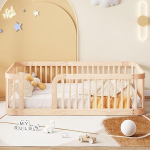 Letto a terra matrimoniale personalizzato Montessori con sponde di sicurezza per bambini, struttura letto a terra per ragazzi e ragazze - Product Image 4