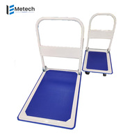Carrito de Compras Plegable con Asa, Carretilla de Mano Prestar, Carretilla de Plataforma Plana con Base Metálica, Capacidad de 90 lb, Ruedas Plegables de 4 Pulgadas