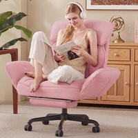 Silla de Oficina Ejecutiva Ergonómica Reclinable de Diseño Minimalista con Asiento Ancho Rosa, Respaldo Cruzado y Resortes Individuales para Máxima Comodidad