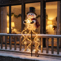 Décoration de jardin de Noël solaire TSINYE, bonhomme de neige lumineux, lumière LED blanche chaude en spirale, ornement flocon de neige, décoration de jardin pour les fêtes