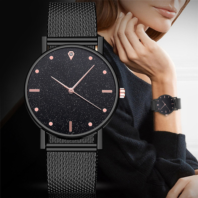 Wholesale Casual Luxury Watch for Women Gift Fashion Silicone Band Starry Sky Dial Business Ladies Quartz Wrist Watch Reloj