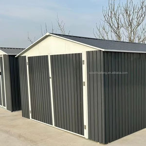 מחסן אחסון טרומי אפור מגולוון מצופה אבקה עמיד למים בגודל 12x20 רגל עם אחסון כלים - Product Image 3