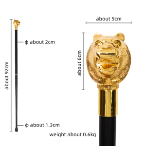 Bastón decorativo con mango esculpido de cabeza de oso dorada, estilo caballero para fiestas temáticas de animales, venta al por mayor - Product Image 2
